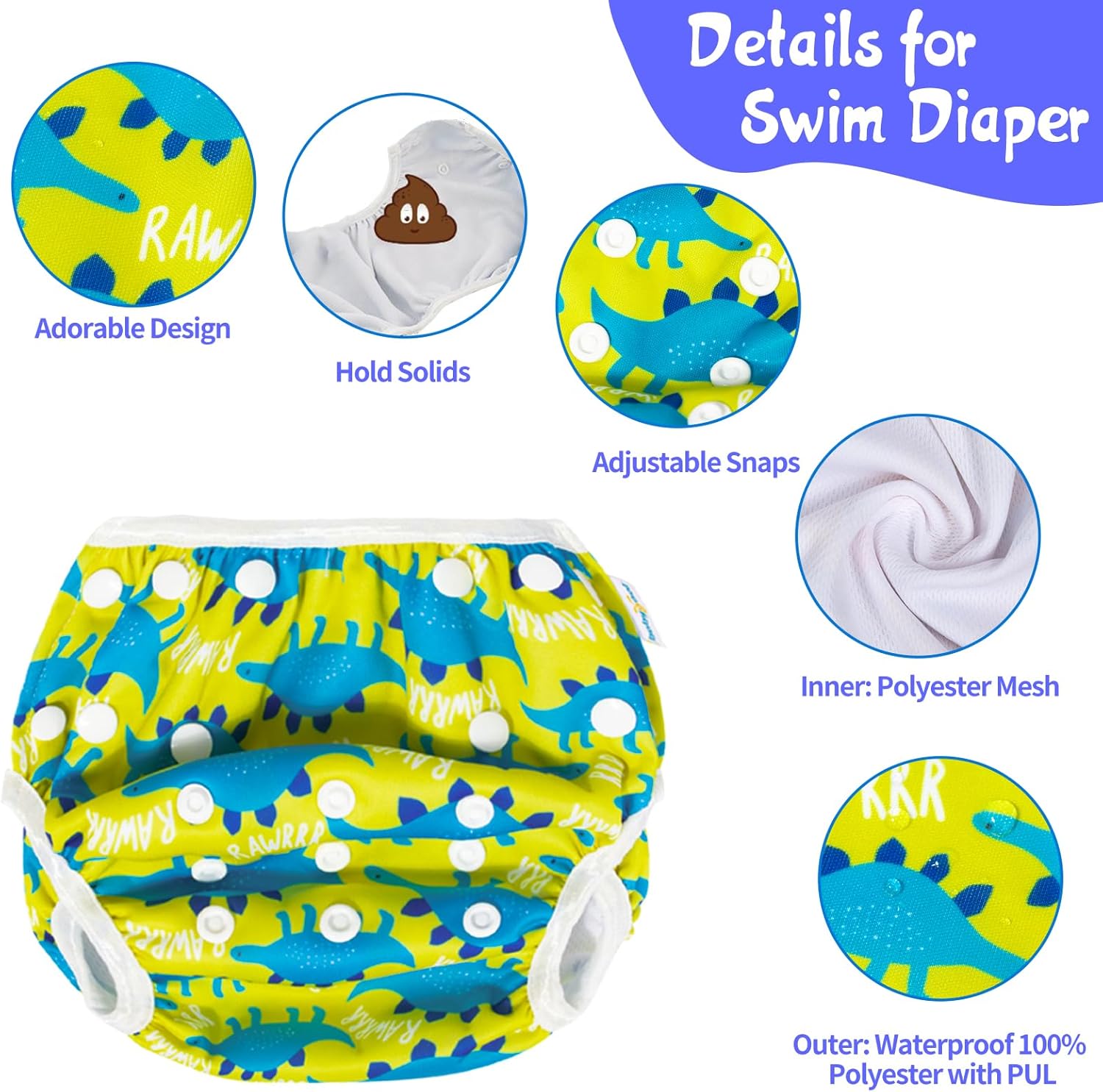 Trajes de baño para bebés babygoal con pañal