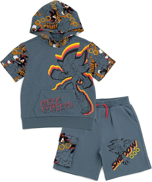 SEGA Sonic the Hedgehog - Conjunto de sudadera con capucha y pantalones cortos