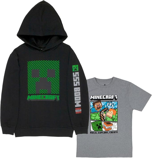 Minecraft Conjunto de sudadera con capucha y camiseta