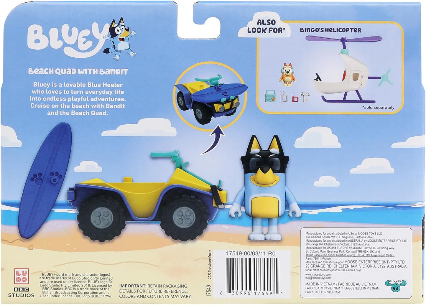 Bluey Paquete de vehículos y figuras de playa 