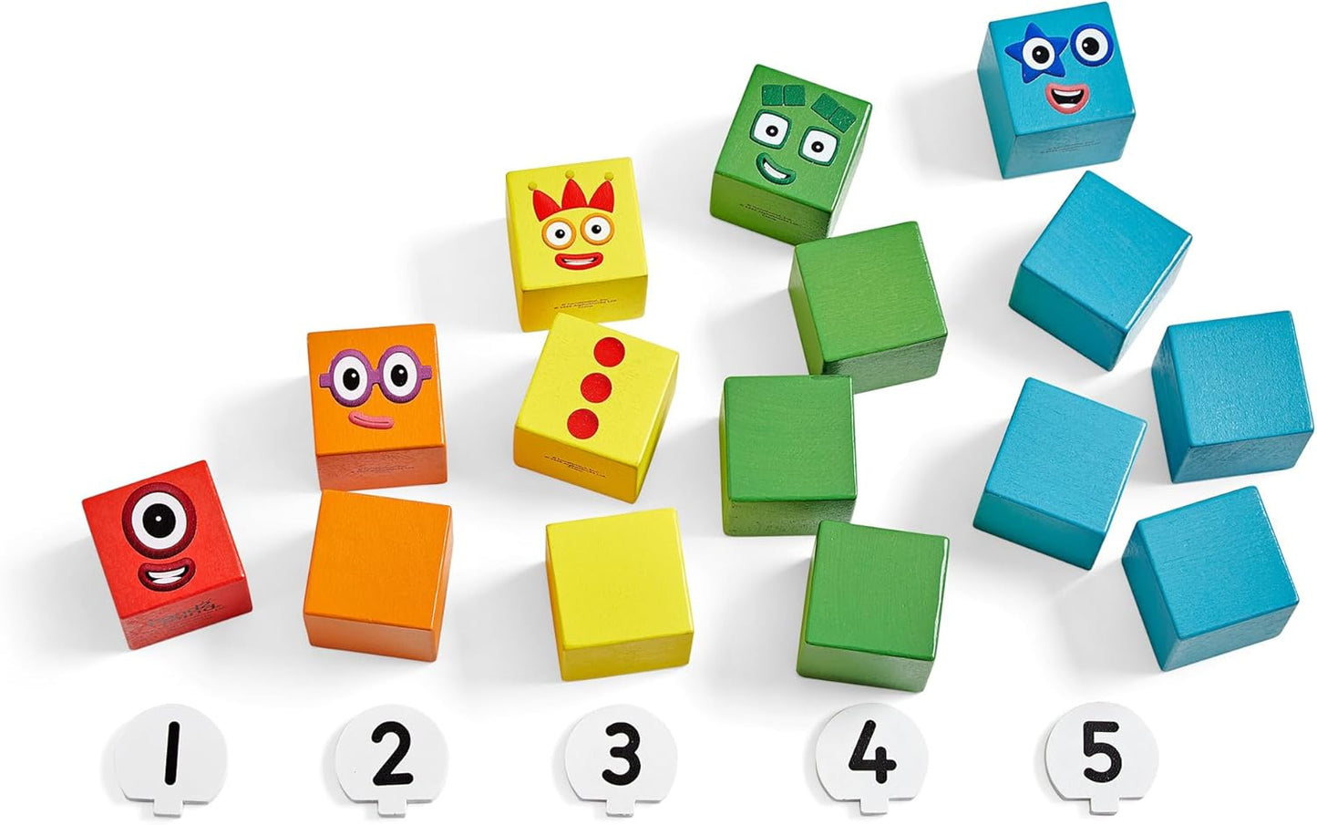 hand2mind Numberblocks One to Five - Bloques de construcción de madera