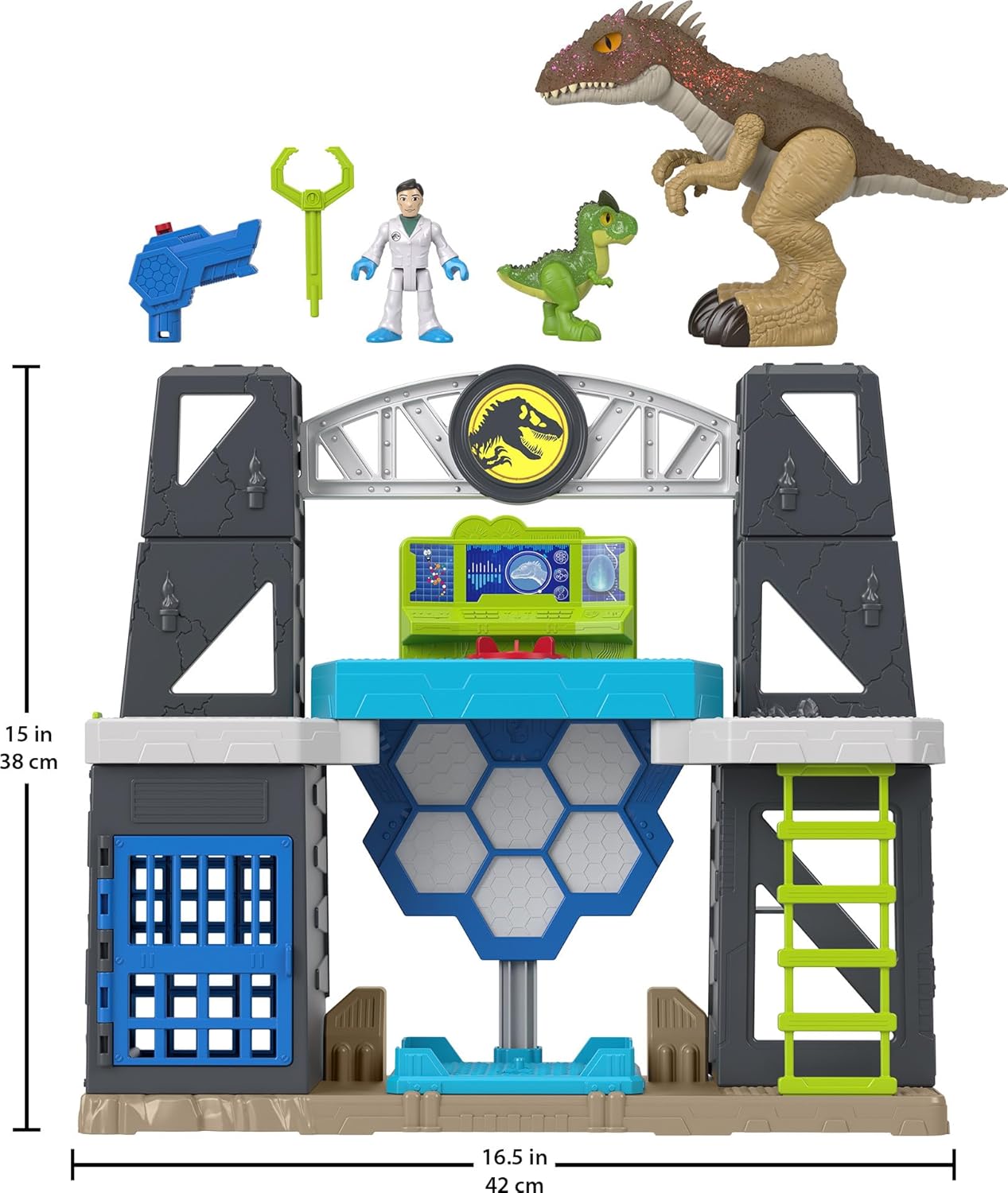 Fisher-Price Imaginext Jurassic World - Juego de dinosaurios con luces y sonidos para niños a partir de 3 años