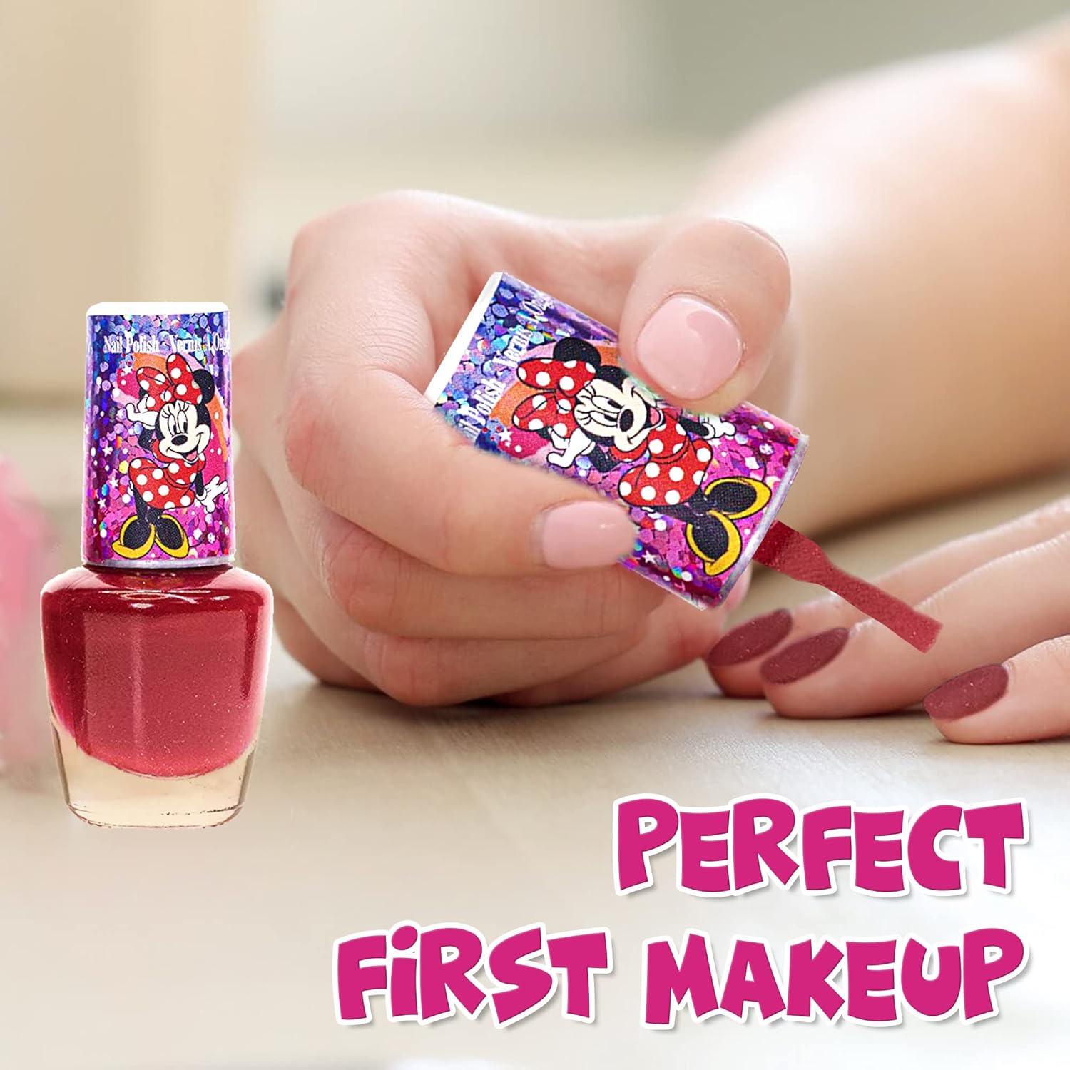 Juego de esmaltes de uñas seguros a base de agua de Minnie Mouse de Disney