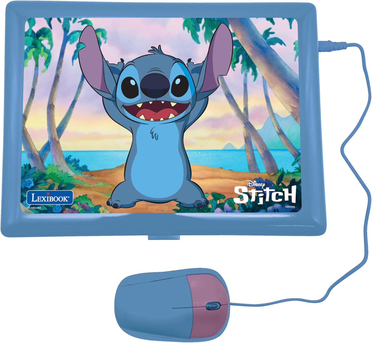 Lexibook - Disney Stitch - Portátil educativo bilingüe inglés/español, 124 actividades lingüísticas, escritura, matemáticas, lógica, música y juegos