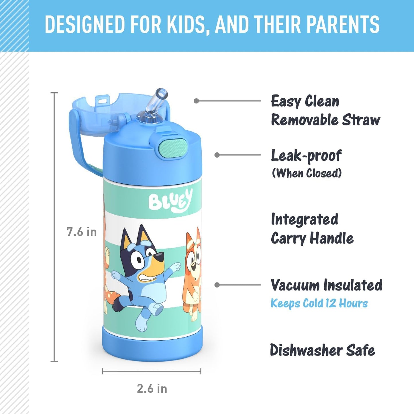 THERMOS FUNTAINER - Botella de agua acero inoxidable Bluey 