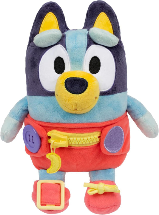Bingo Bluey Felpa, botón, cremallera, hebilla y corbata, aprende a vestir