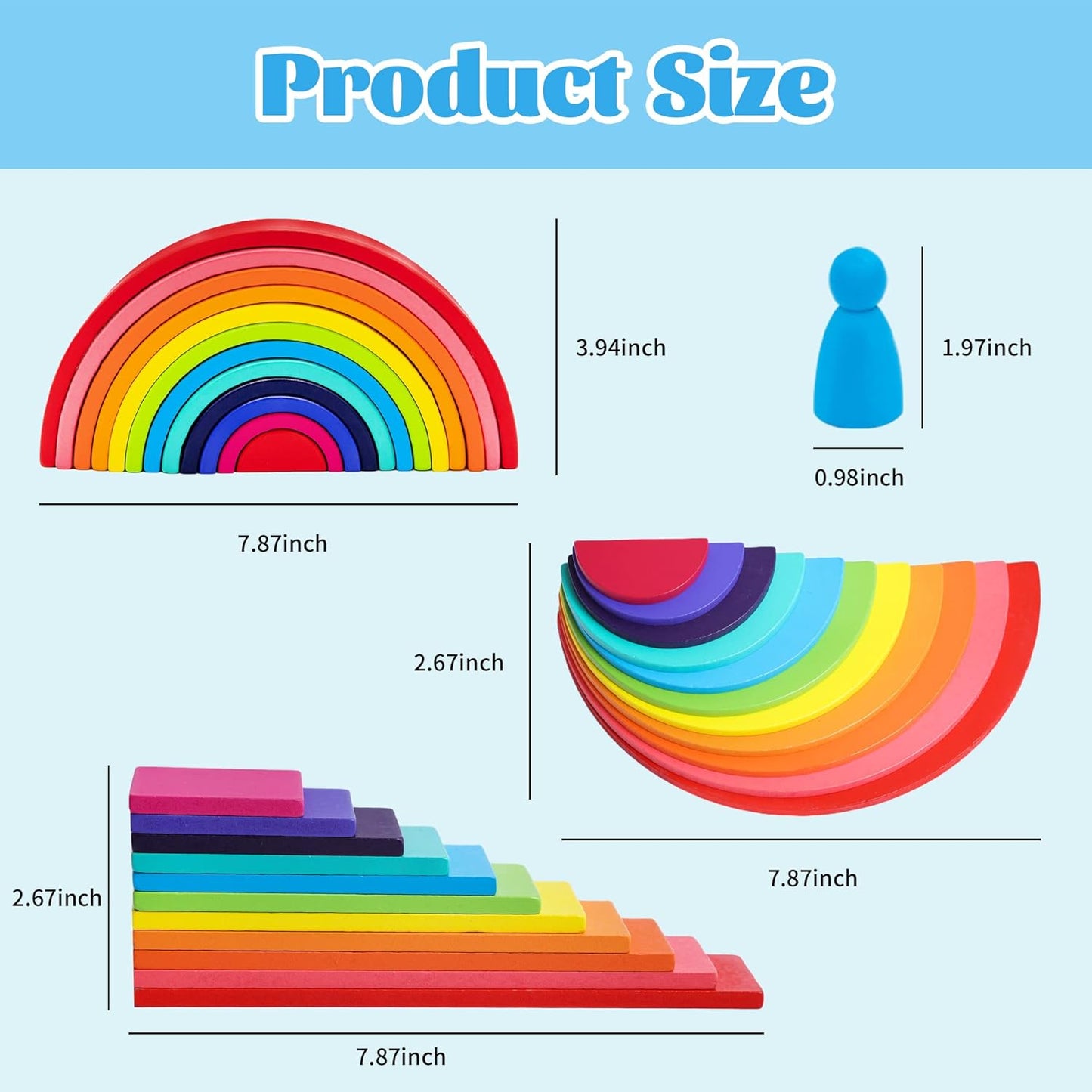 Juego de apilador de madera Rianbow 4 en 1 Montessori 