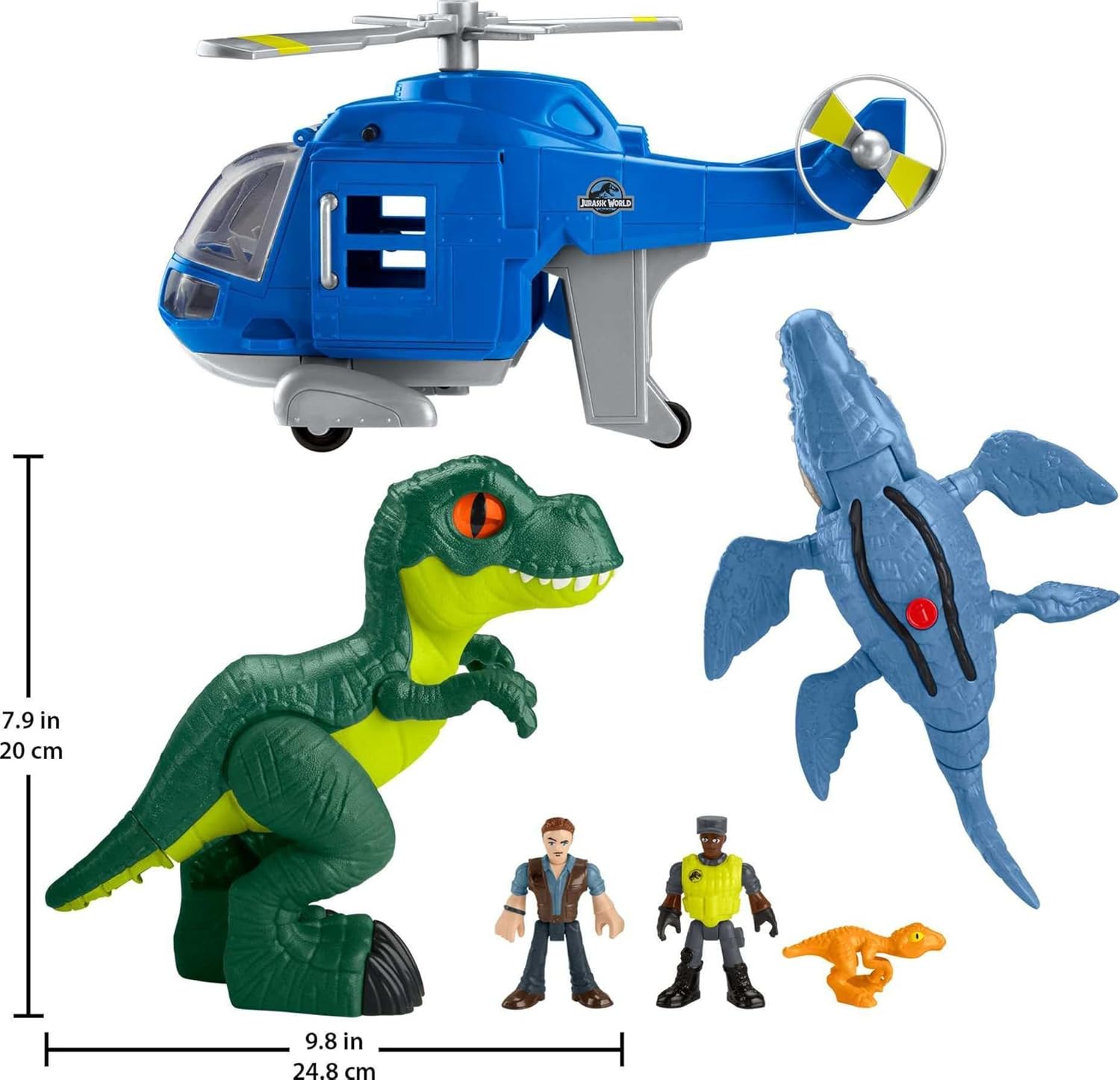 Fisher-Price Imaginext Jurassic World - Juguetes de dinosaurio con 3 dinosaurios y figura de Owen Grady