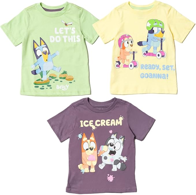 Paquete de 3 camisetas gráficas Bluey