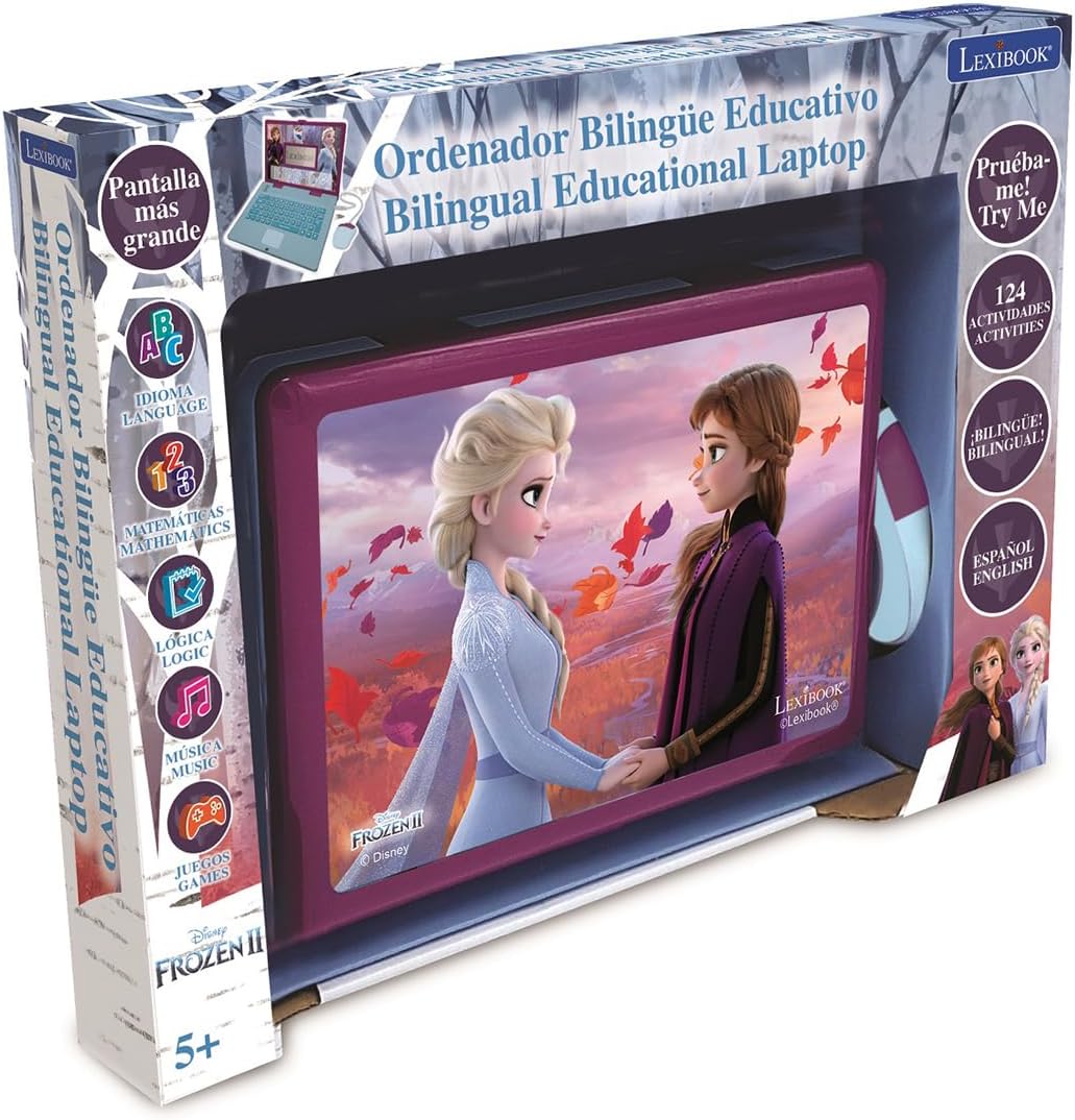 Lexibook Disney Frozen 2 - Portátil educativo y bilingüe en español/inglés 