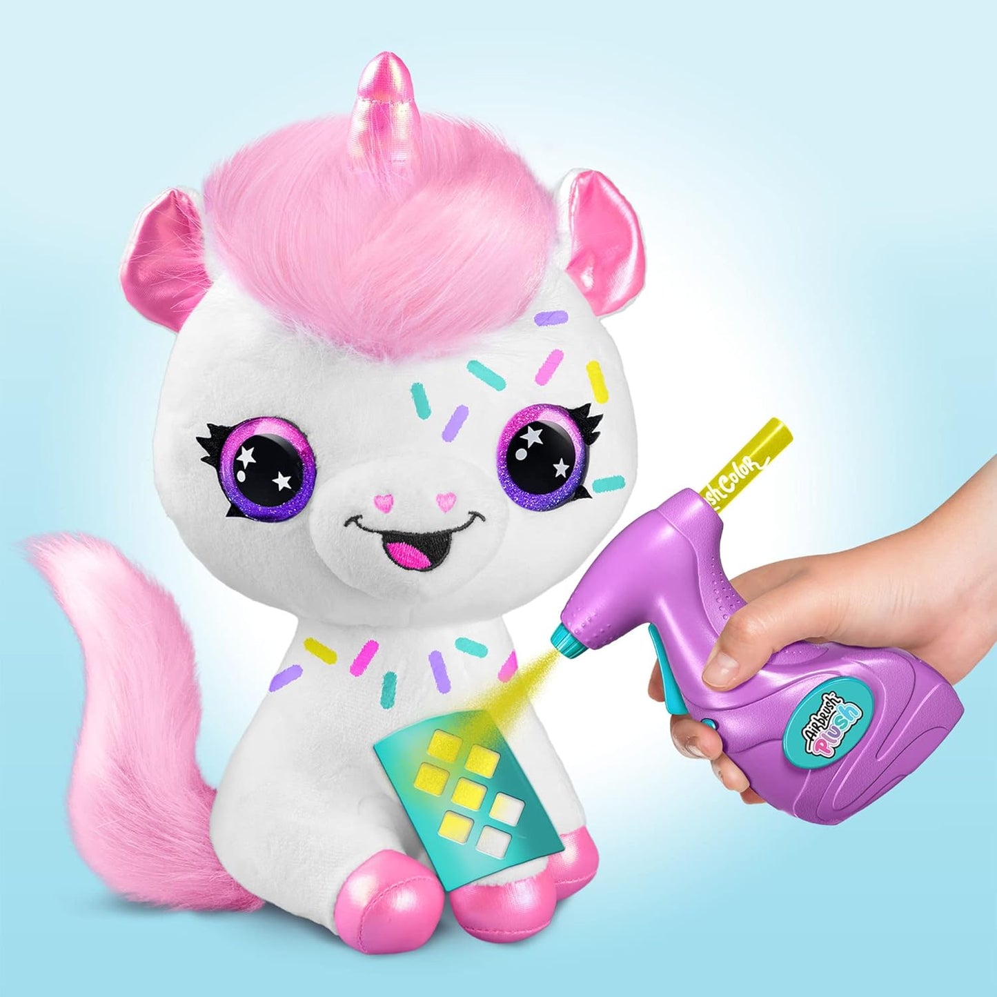 Canal Toys Personaliza el unicornio rosa grande de peluche con aerógrafo. Decora, lava, repite.