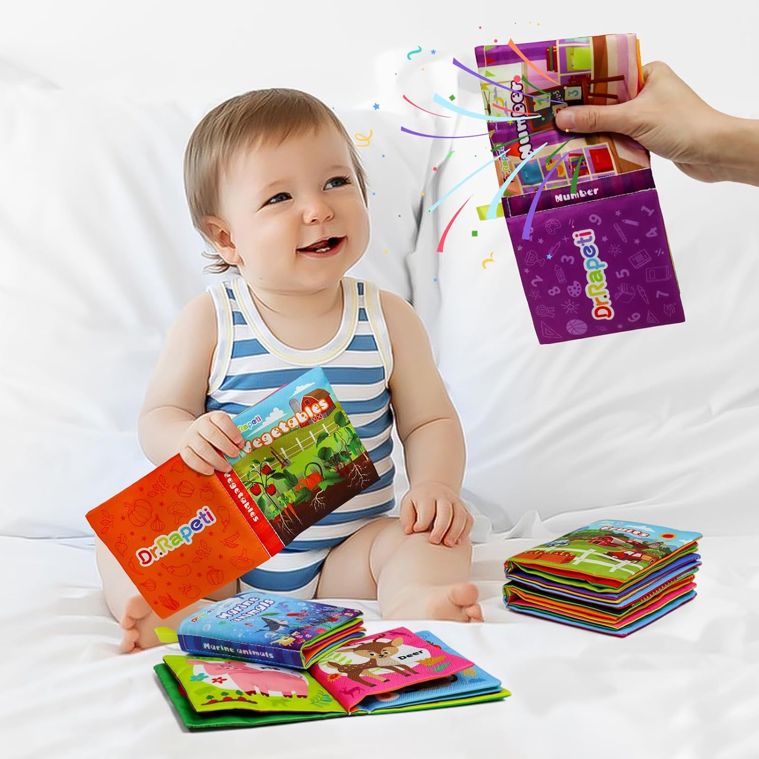 Libros de tela suave para bebés, libros de baño, paquete de 6 para bebés