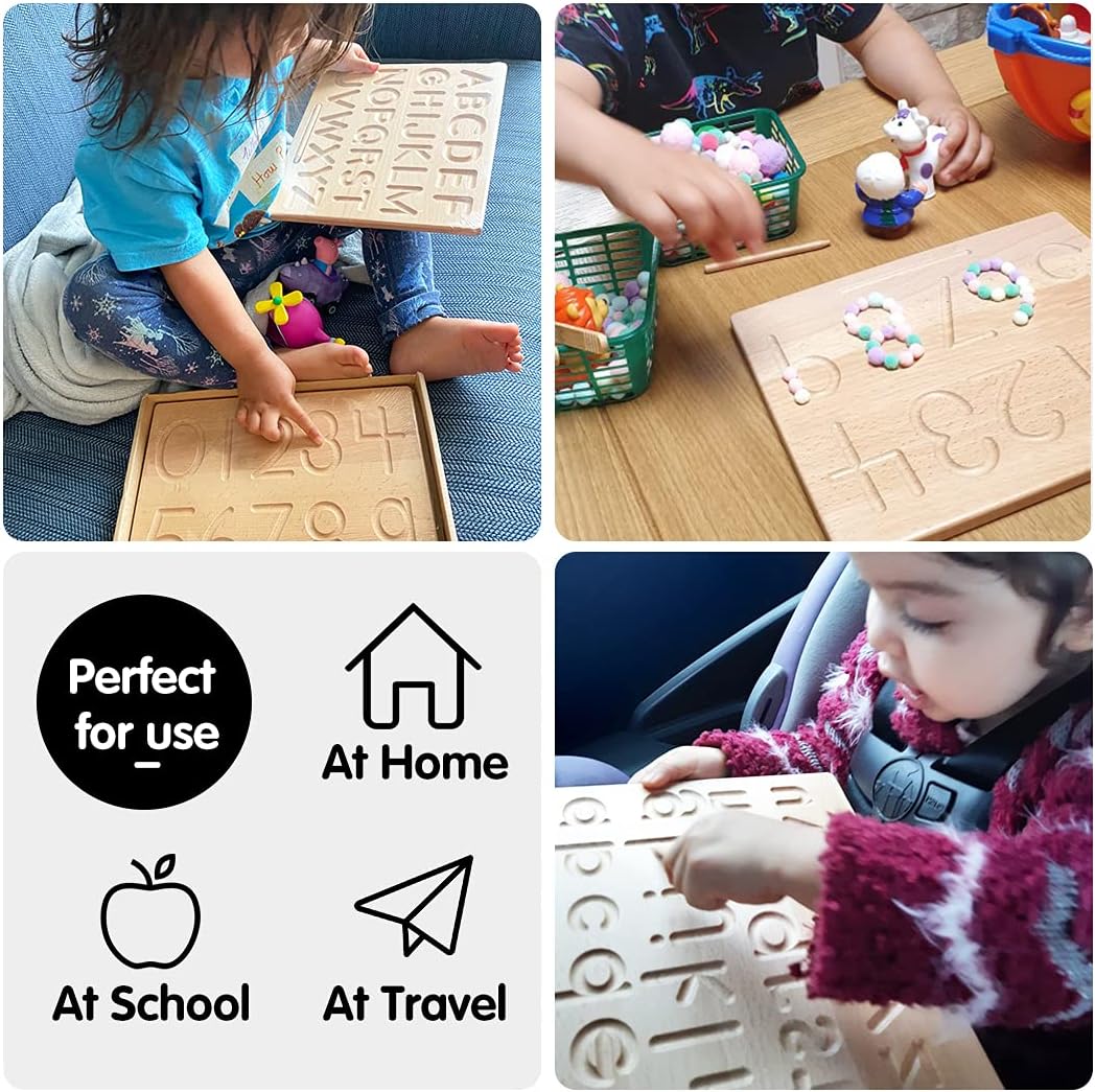Tabla de trazado de números y formas Montessori 