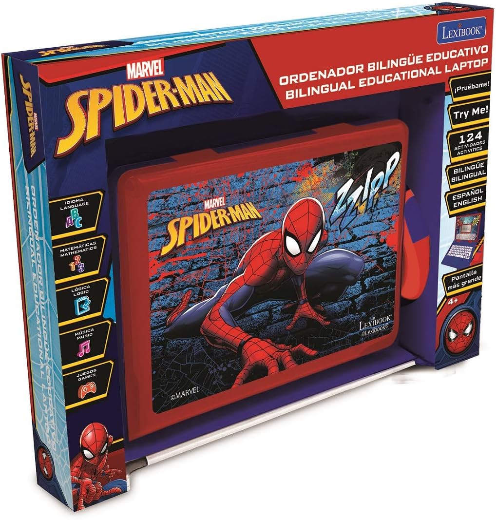 Lexibook Spider-Man - Portátil educativo y bilingüe en español/inglés