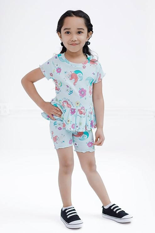Disney Conjunto de camiseta peplum acanalada