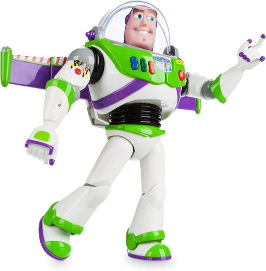 Disney Store Figura de acción interactiva oficial de Buzz Lightyear de Toy Story, cuenta con más de 10 frases