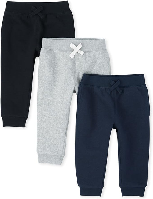 The Children's Place Paquete de 3 pantalones deportivos de forro polar
