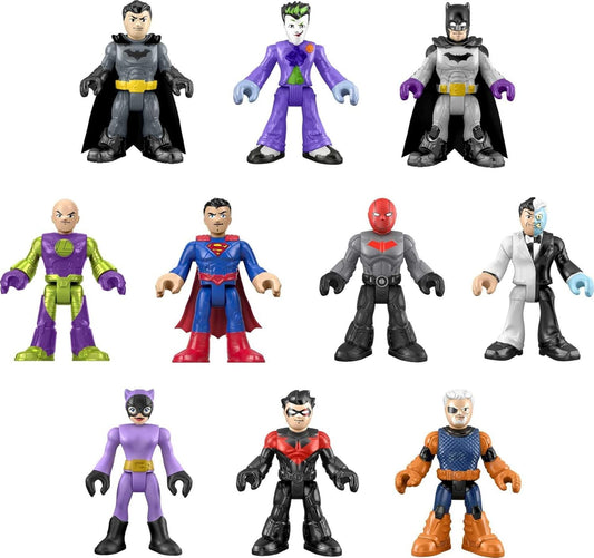 Fisher-Price Imaginext DC Super Friends Batman Toys, Ultimate Hero Villain Match-Up, 10 figuras y 10 accesorios
