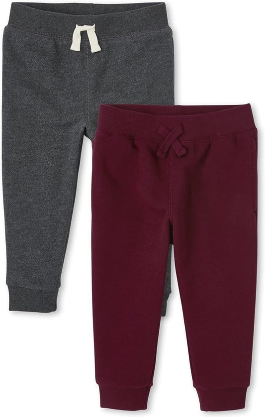 The Children's Place Paquete de 2 pantalones deportivos de forro polar