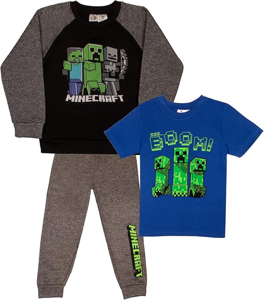 Minecraft Conjunto de pantalones de forro polar de 3 piezas