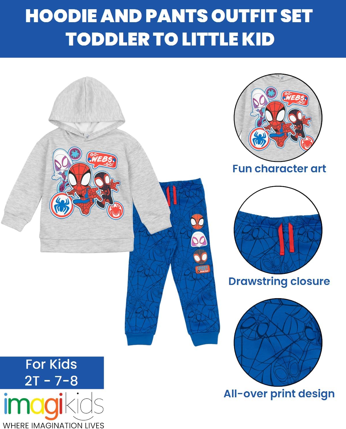 Spidey and His Amazing Friends - Conjunto de sudadera con capucha y pantalones