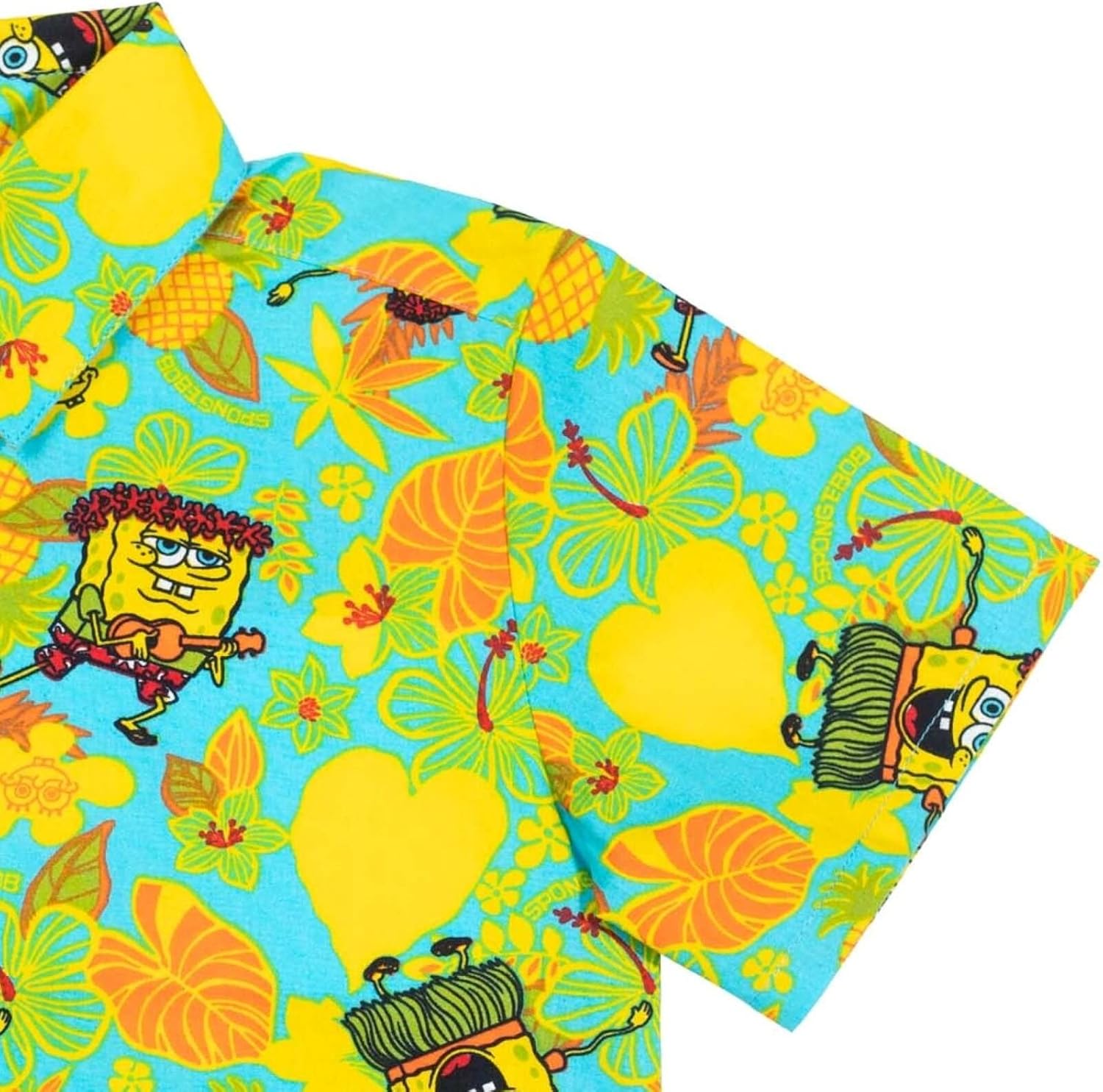 Bob Esponja Camisa hawaiana de manga corta con botones para niños