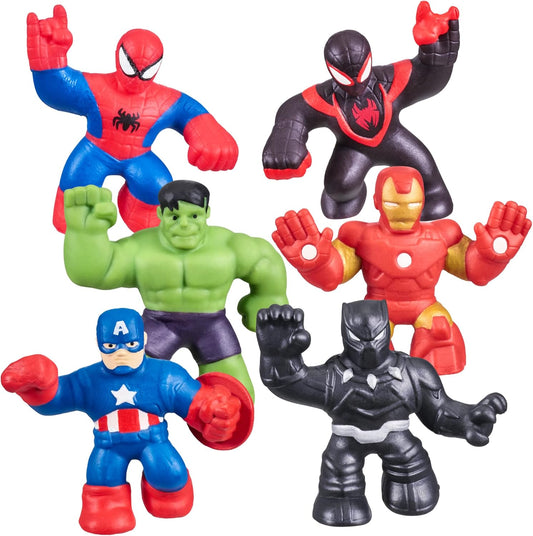 Heroes Marvel Mega Mini - Paquete de 6 mini héroes esponjosos, elásticos, pegajosos