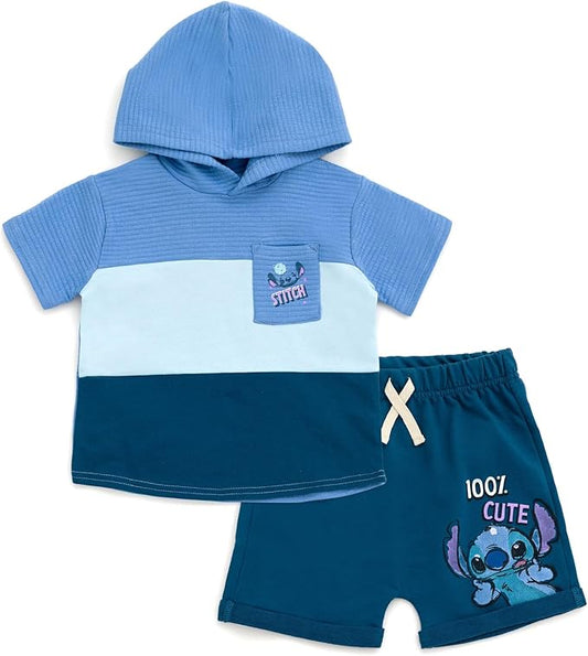 Disney Stitch - Sudadera con capucha y pantalones cortos