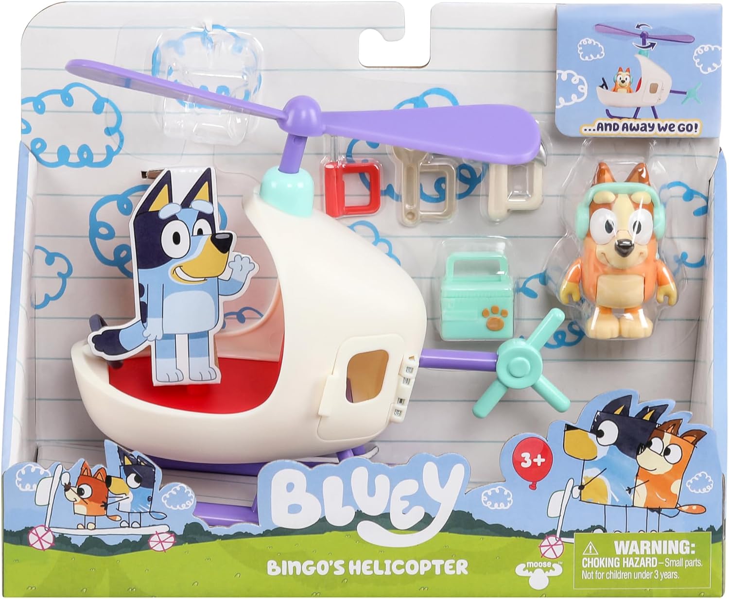 Bluey Paquete de vehículos y figuras Helicóptero de Bingo