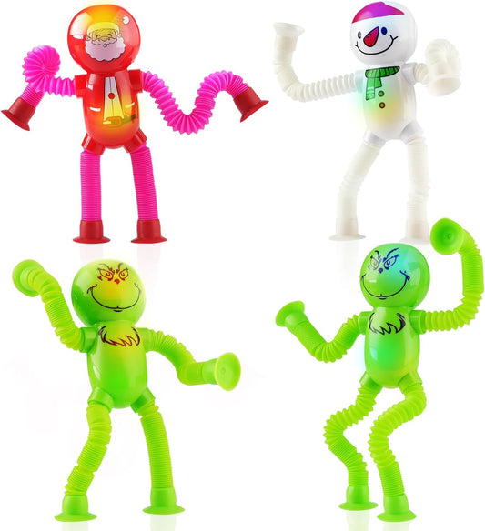 Juguetes sensoriales de tubos LED de Navidad, 4 piezas
