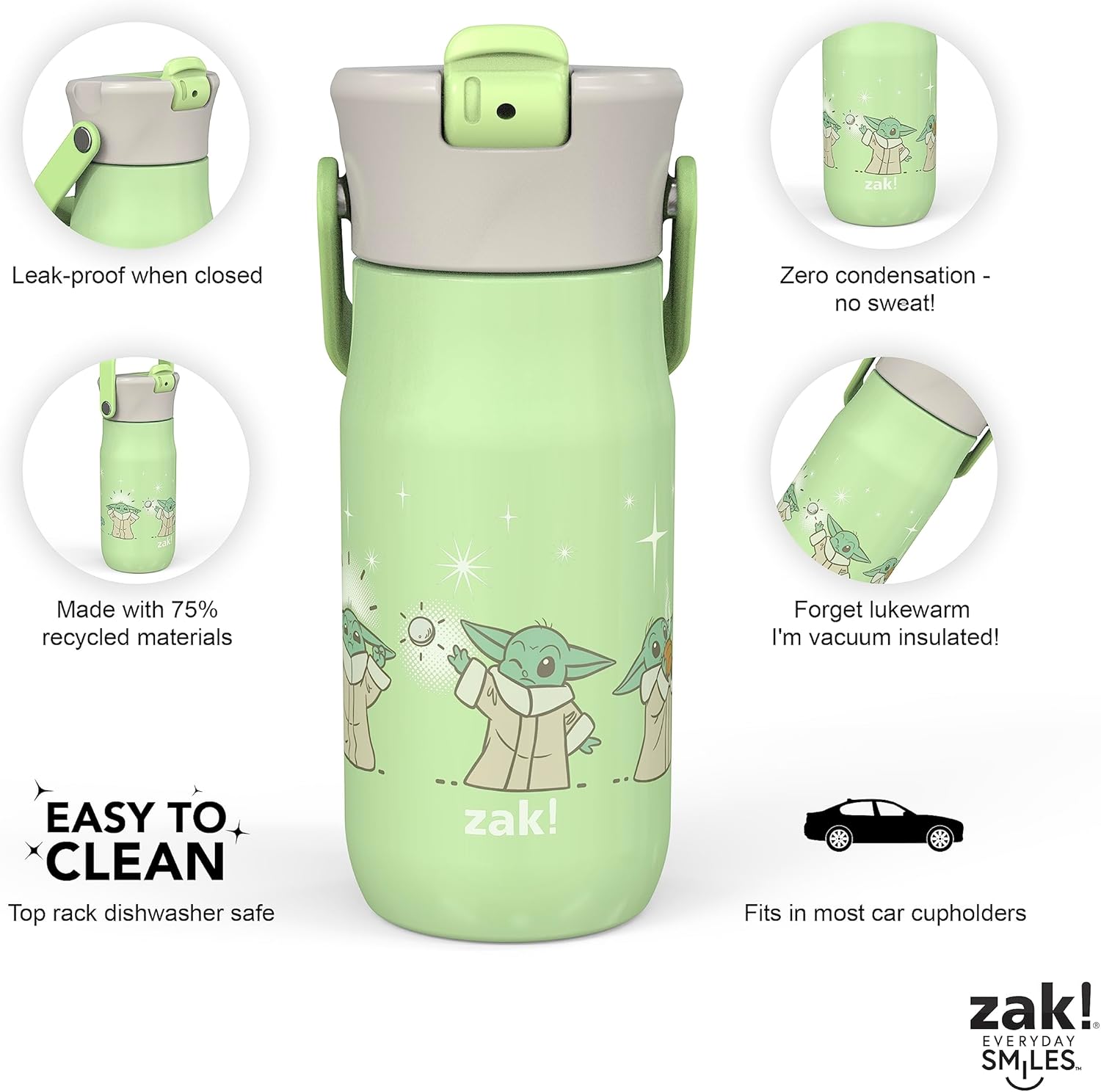 Zak Designs Botella de agua de acero inoxidable