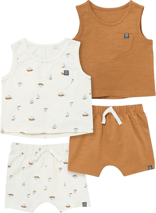 Conjunto de top y pantalón corto sin mangas para bebé niño Modern Moments de Gerber (paquete de 4)