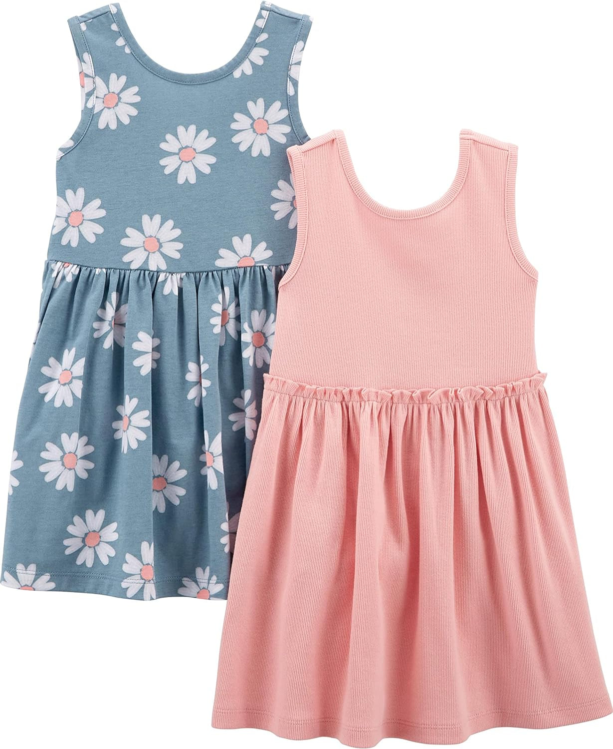 Girls' Short-Sleeve and Sleeveless Dress Sets, Pack of 2