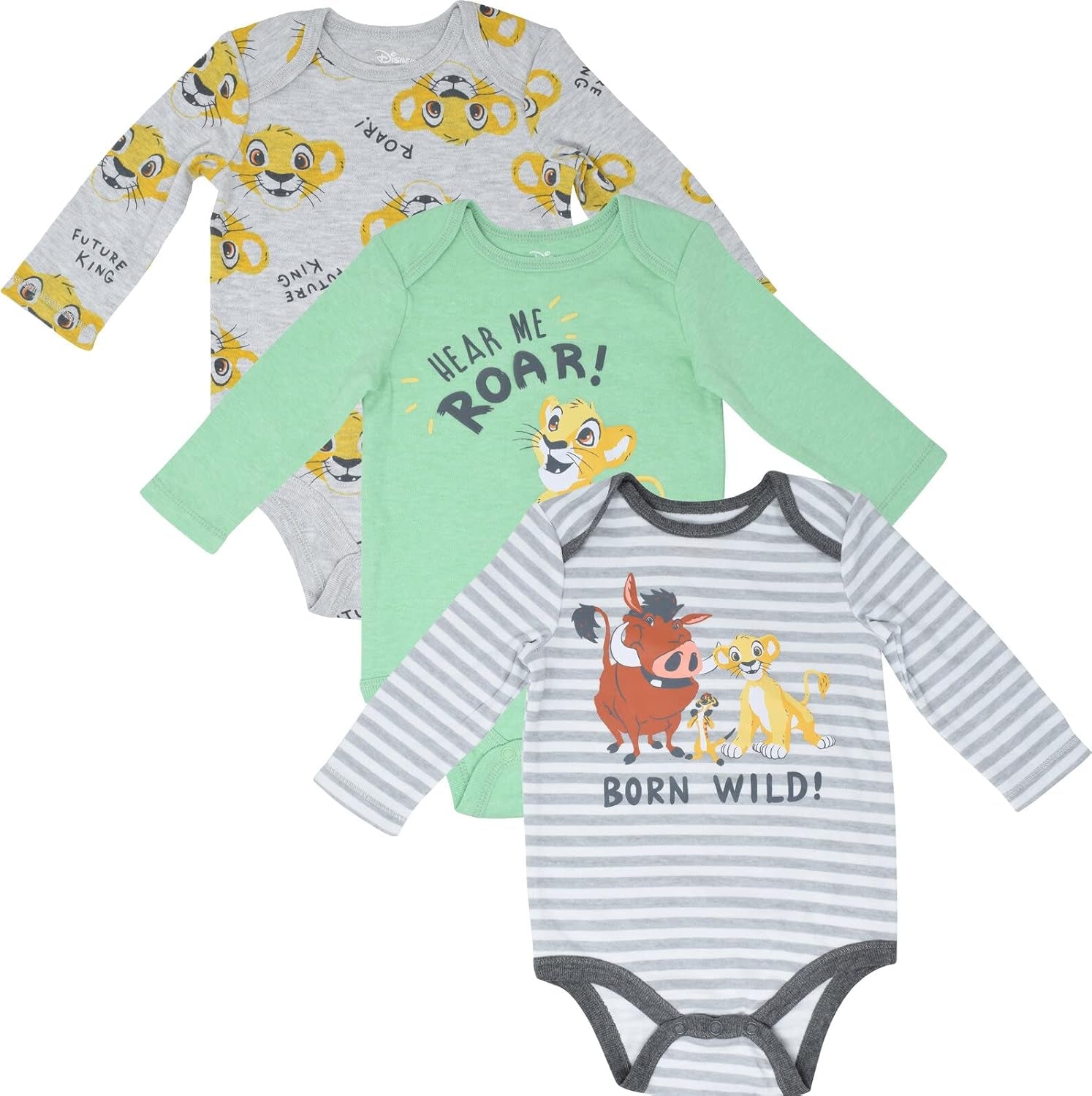 Lion King Winnie the Pooh Mickey Mouse Minnie Mouse Baby 3 Pack Bodysuits Newborn to Infant