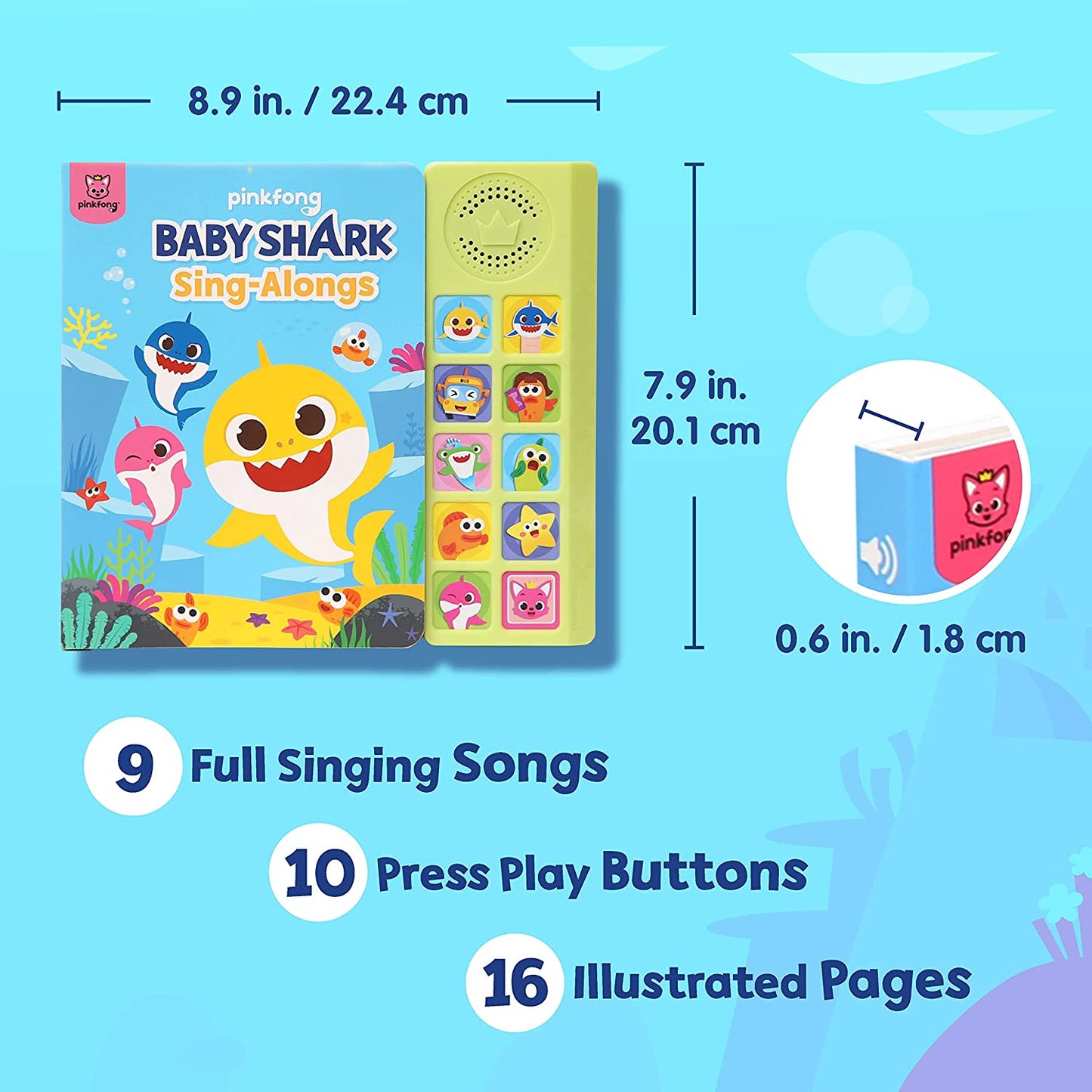 Juguete Baby Shark Libro de sonido de 10 botones para cantar