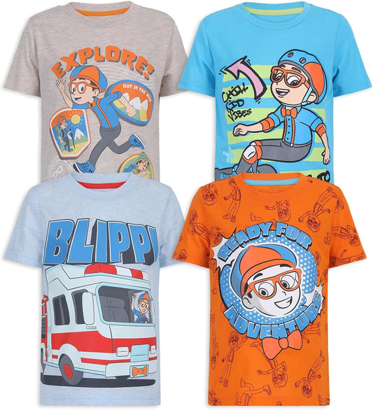 Blippi  - Paquete de 4 camisetas de manga corta 