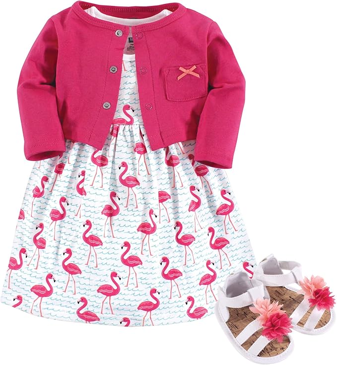 Hudson Baby Conjunto de vestido, cárdigan y zapatos
