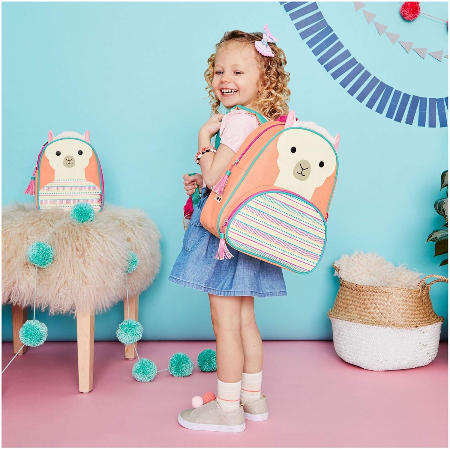 Skip Hop - Mochila para preescolar, colección Zoo Llama 12" Pulgadas 