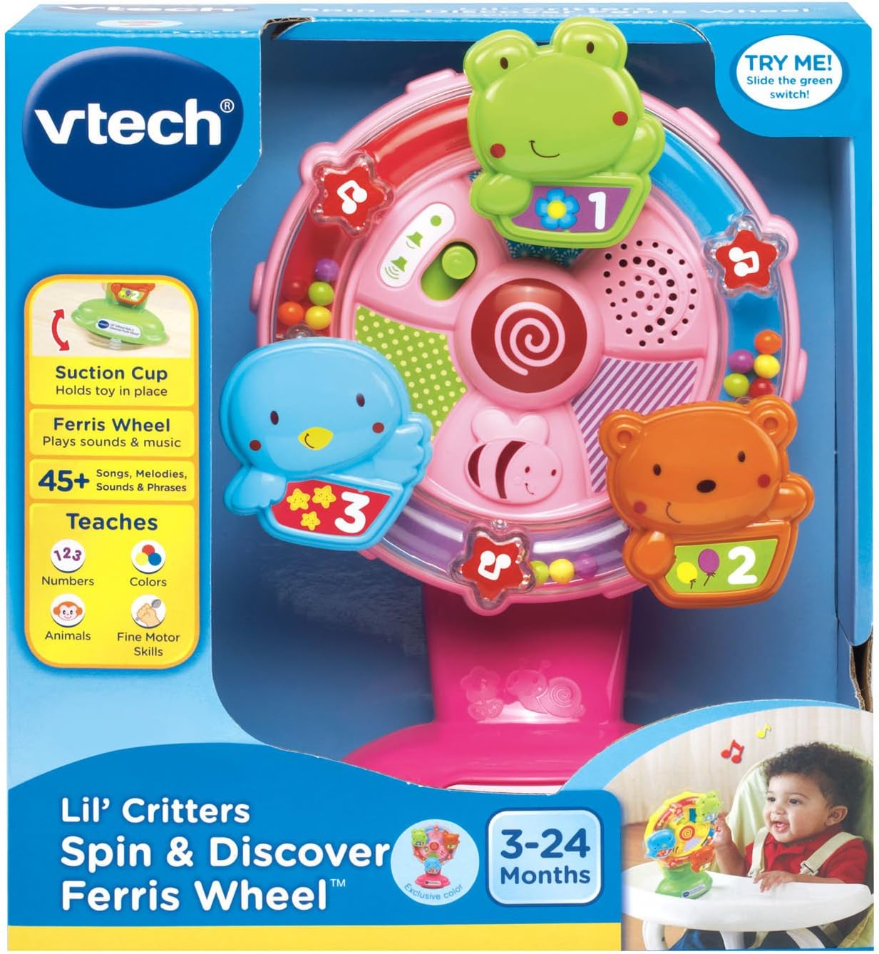 VTech Lil' Critters Gira y descubre las ruedas de la fortuna, rosa