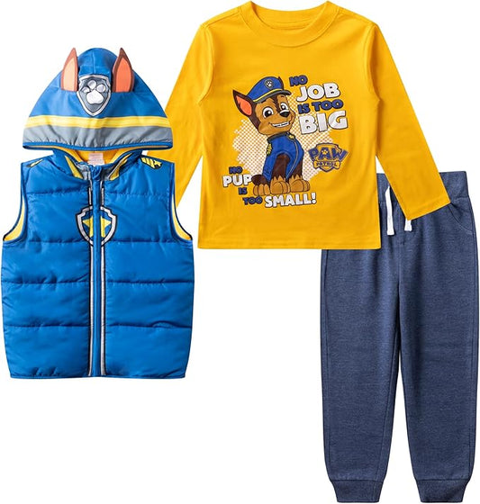 Conjunto de pantalones con chaleco con capucha y camisa de manga larga