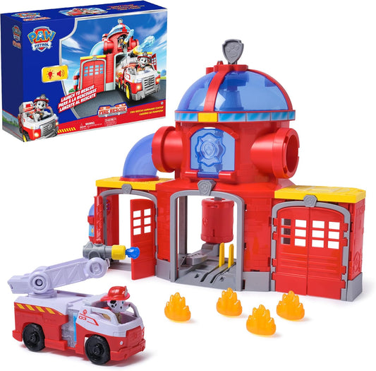 Paw Patrol Centro de comando de rescate de bomberos con figura de Marshall