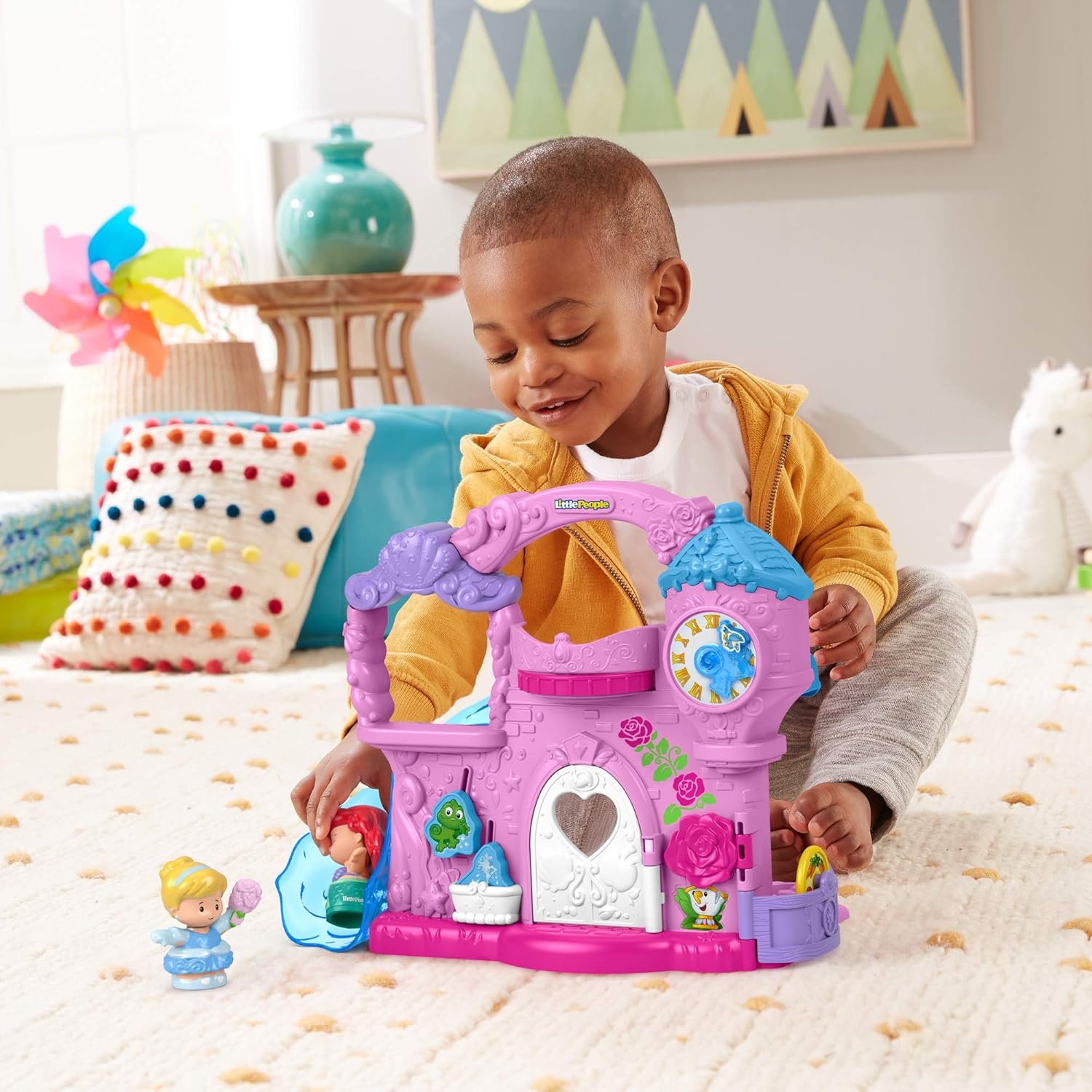 Fisher-Price Little People - Juguete de princesa de Disney Play & Go Castle, juego portátil para juegos de simulación