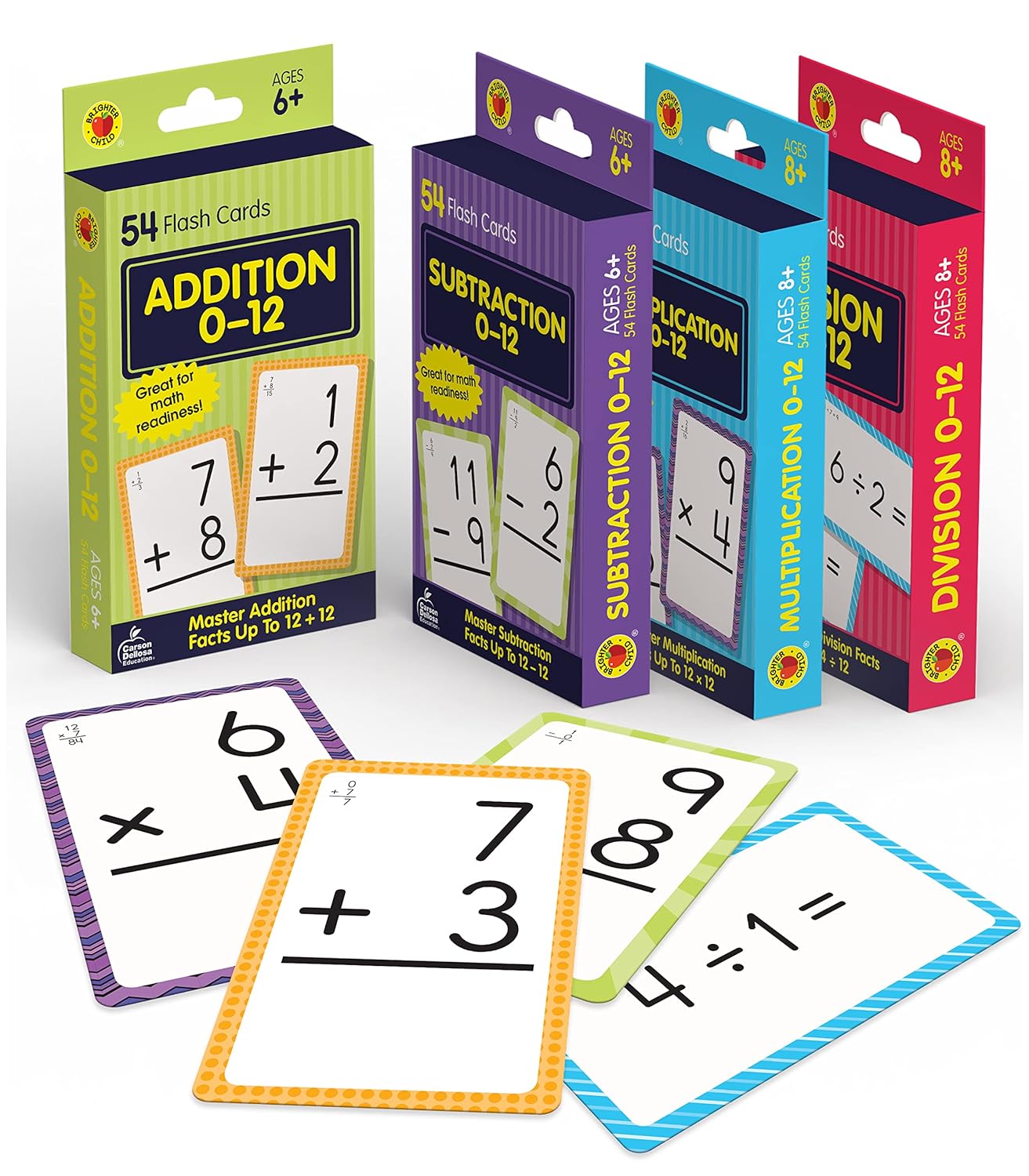 Paquete de 4 tarjetas didácticas de matemáticas