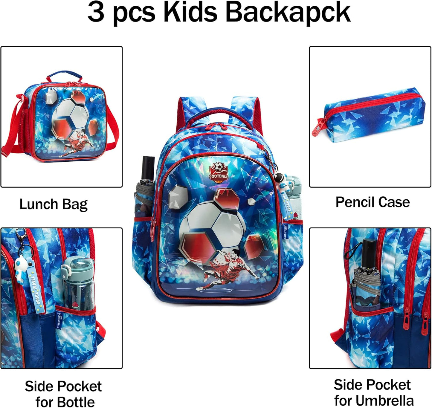 Mochila infantil de 17 pulgadas (Kit de mochila, lonchera y cartuchera) 