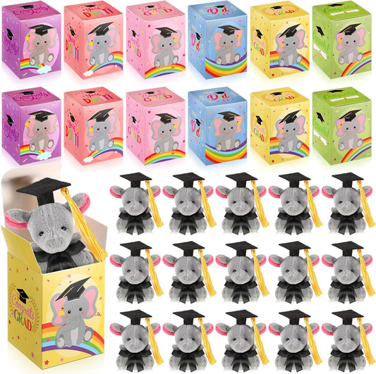 Juego de 24 mini peluches de graduación con caja de regalo