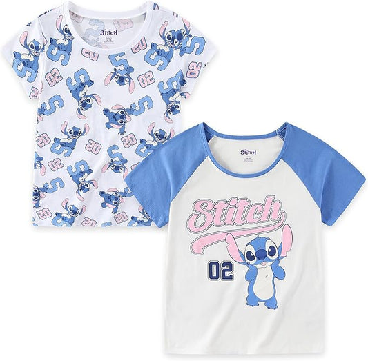 Disney Stitch Camiseta de manga corta para niñas grandes (2 unidades)