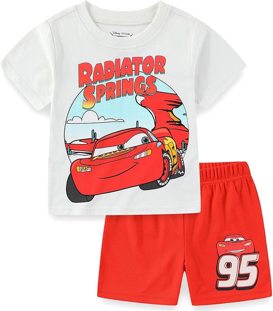 Disney Cars Lightning McQueen - Conjunto de camiseta de manga corta y pantalones cortos