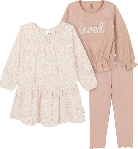 Gerber Conjunto de vestido, top y leggings de 3 piezas