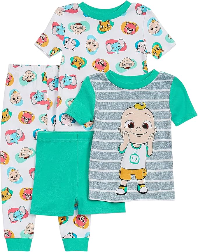 CoComelon Conjunto de pijama de algodón ajustado de 4 piezas
