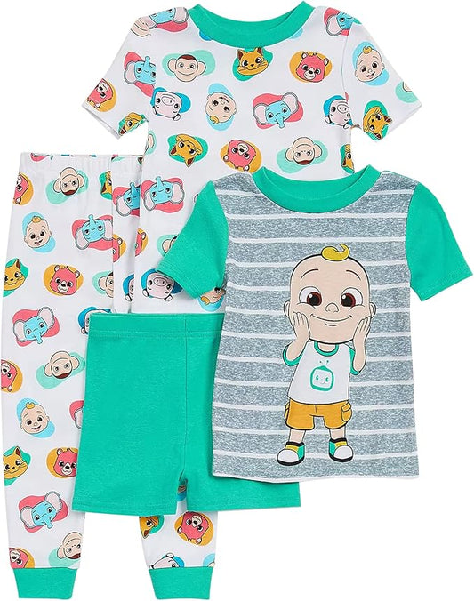 CoComelon Conjunto de pijama de algodón ajustado de 4 piezas